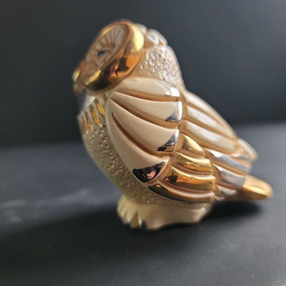Rinconada Snowy Owl Gold Silver  Accents Figurine De Rosa  Uruguay Limited Ed. - Picture 13 of 15
